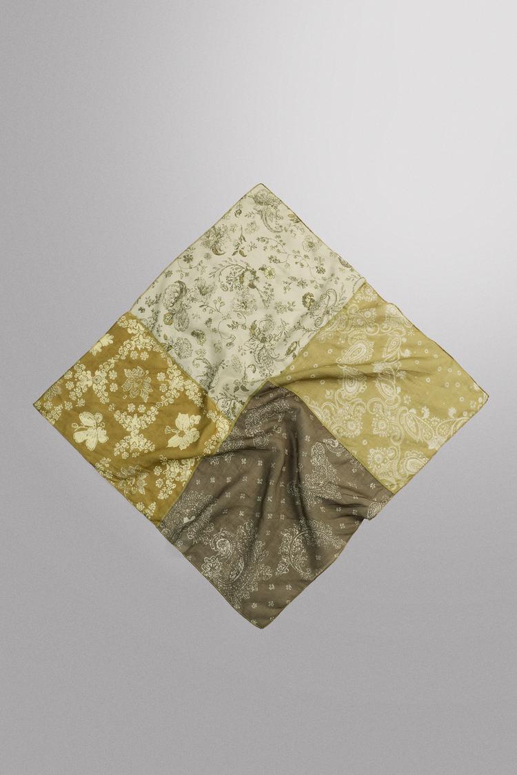 BANDANA PATCHWORK DE RAMI E ALGODÃO